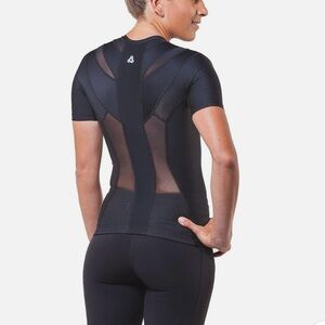 Alignmed Posture Shirt Top Fitness 2.0 For Women - Zipper Front - Black size L
